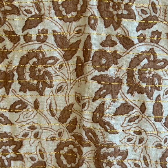 Cleobella cotton floral and gold thread yoke neck blouse sz xs - Picture 5 of 8